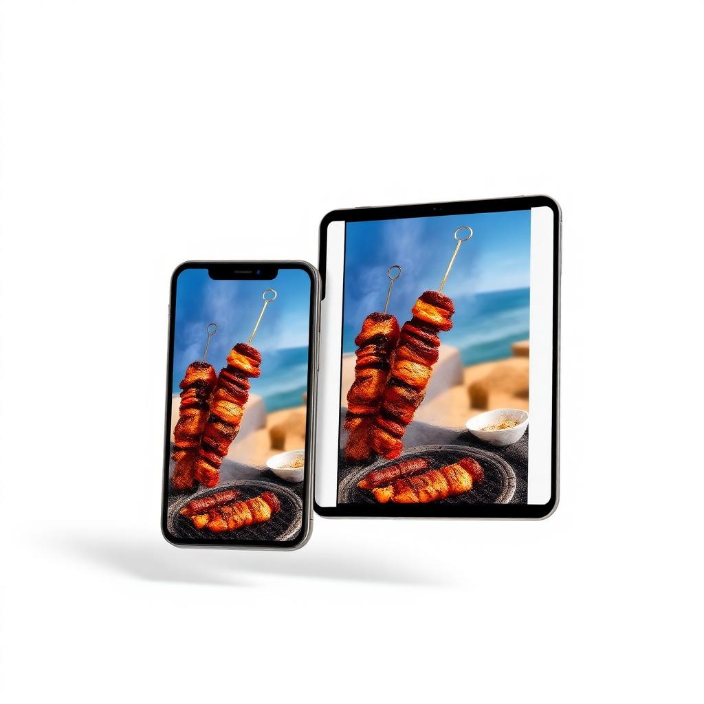 Curso de espetinho exibido em celular e tablet